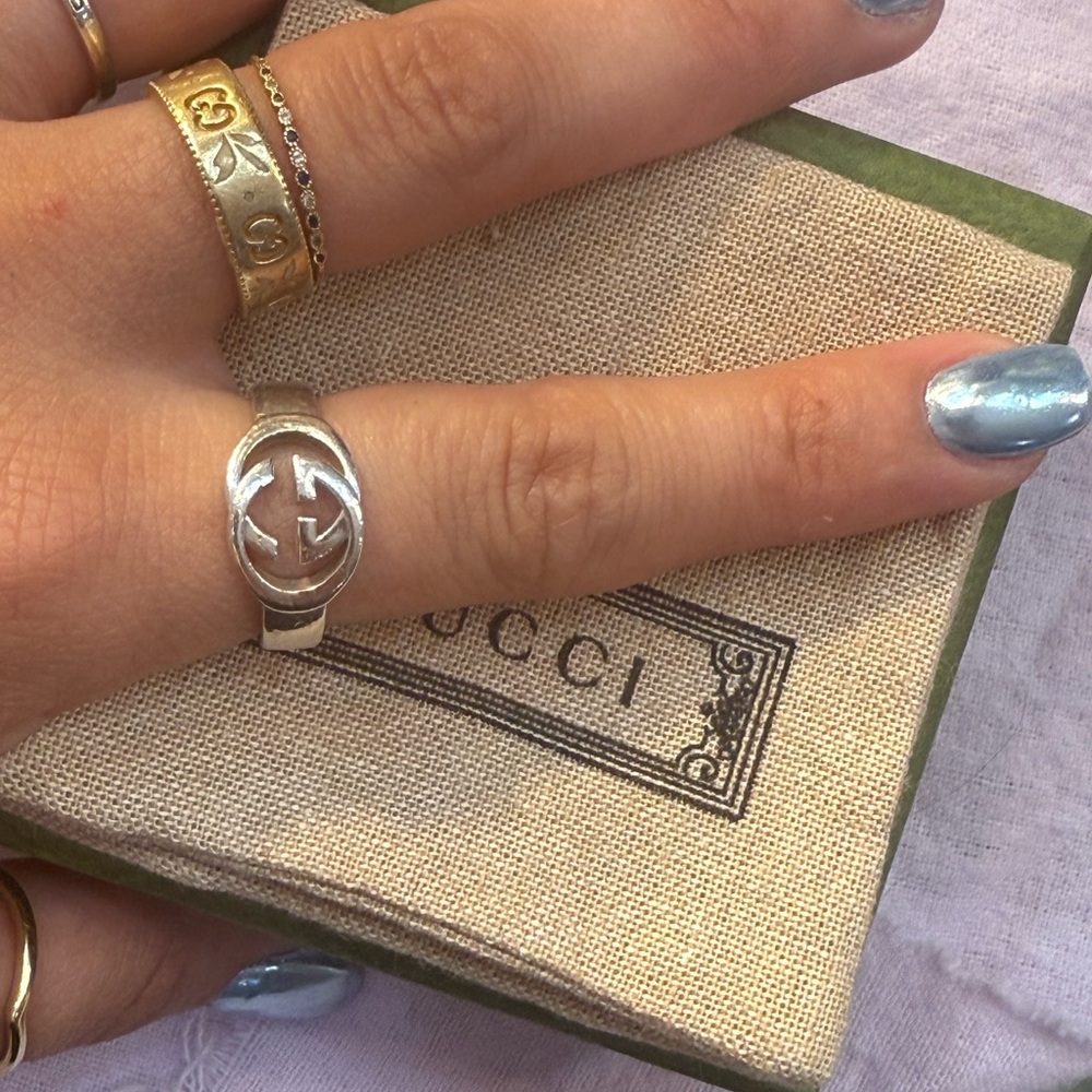 Gucci Silver Emblem Ring for Women